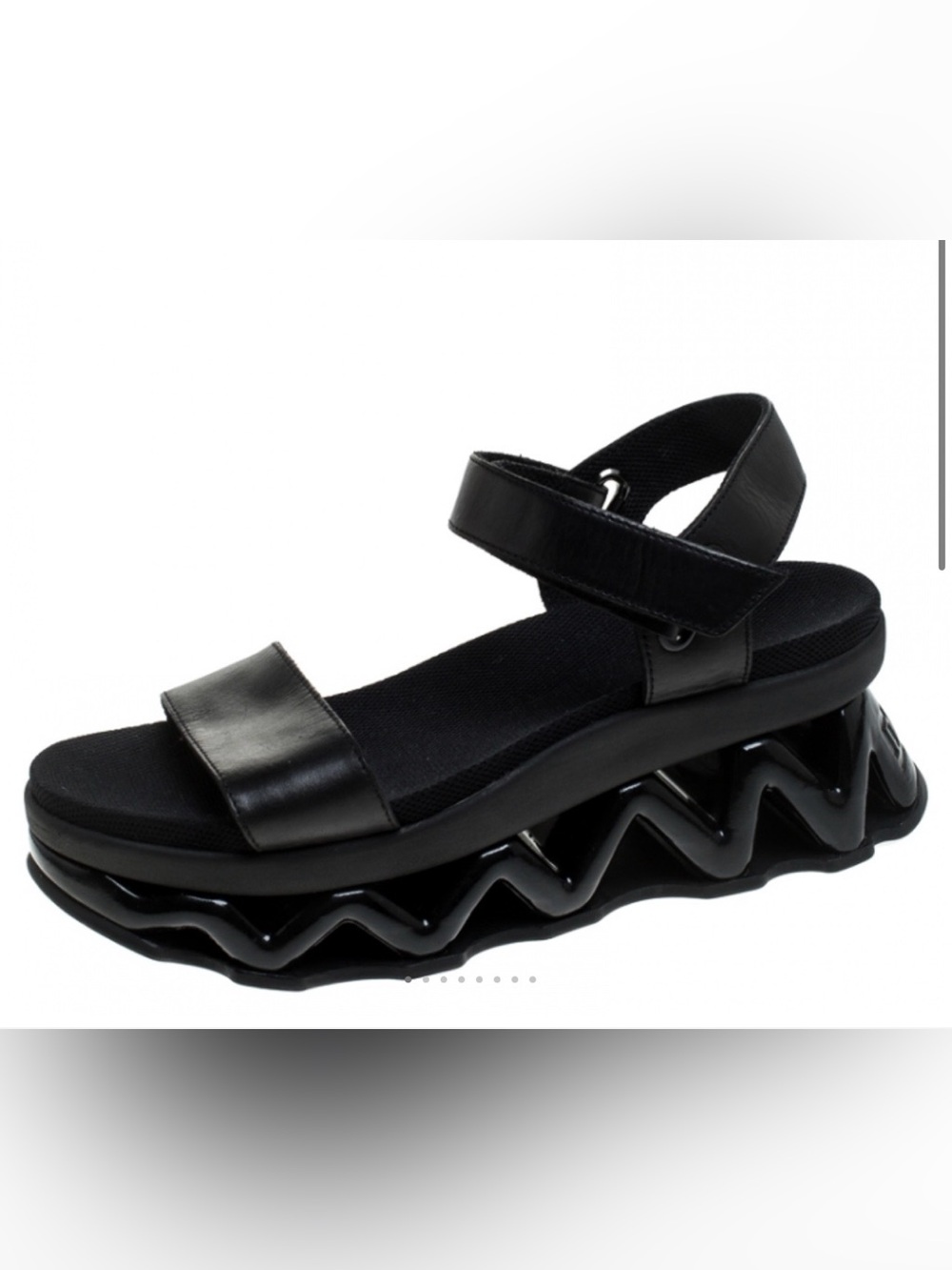 Marc by Marc Jacobs Black Leather Zigzag Platform Ankle Strap Sandals